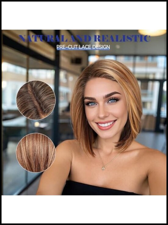 Synthetic Lace Front Wig, 10 Inch Layered Bob, Glueless T-Part with Natural main image 4
